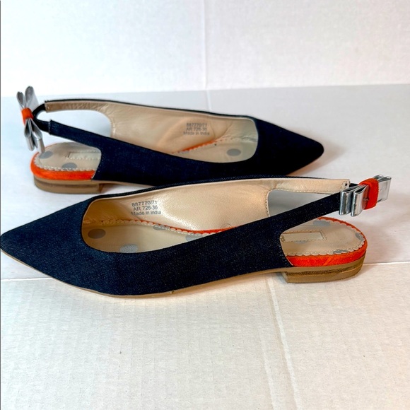 Boden Shoes - Boden Black and Orange Slingback Flats size 6